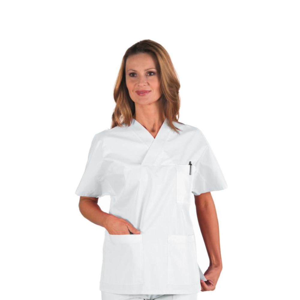 Casacca Collo a V Unisex Bianco Cotone