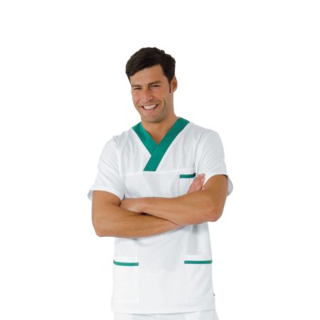 Casacca Collo a V Unisex Bianco e Verde