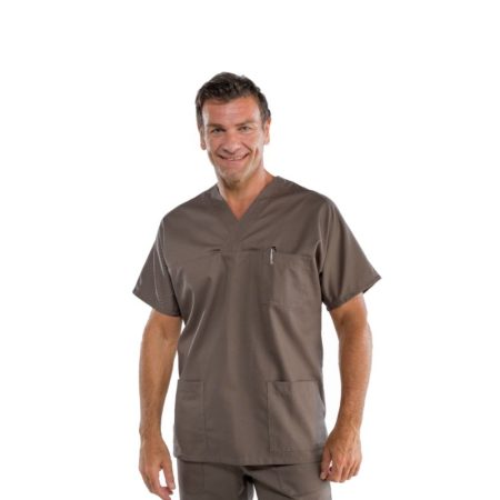 Casacca Collo a V Unisex Marrone