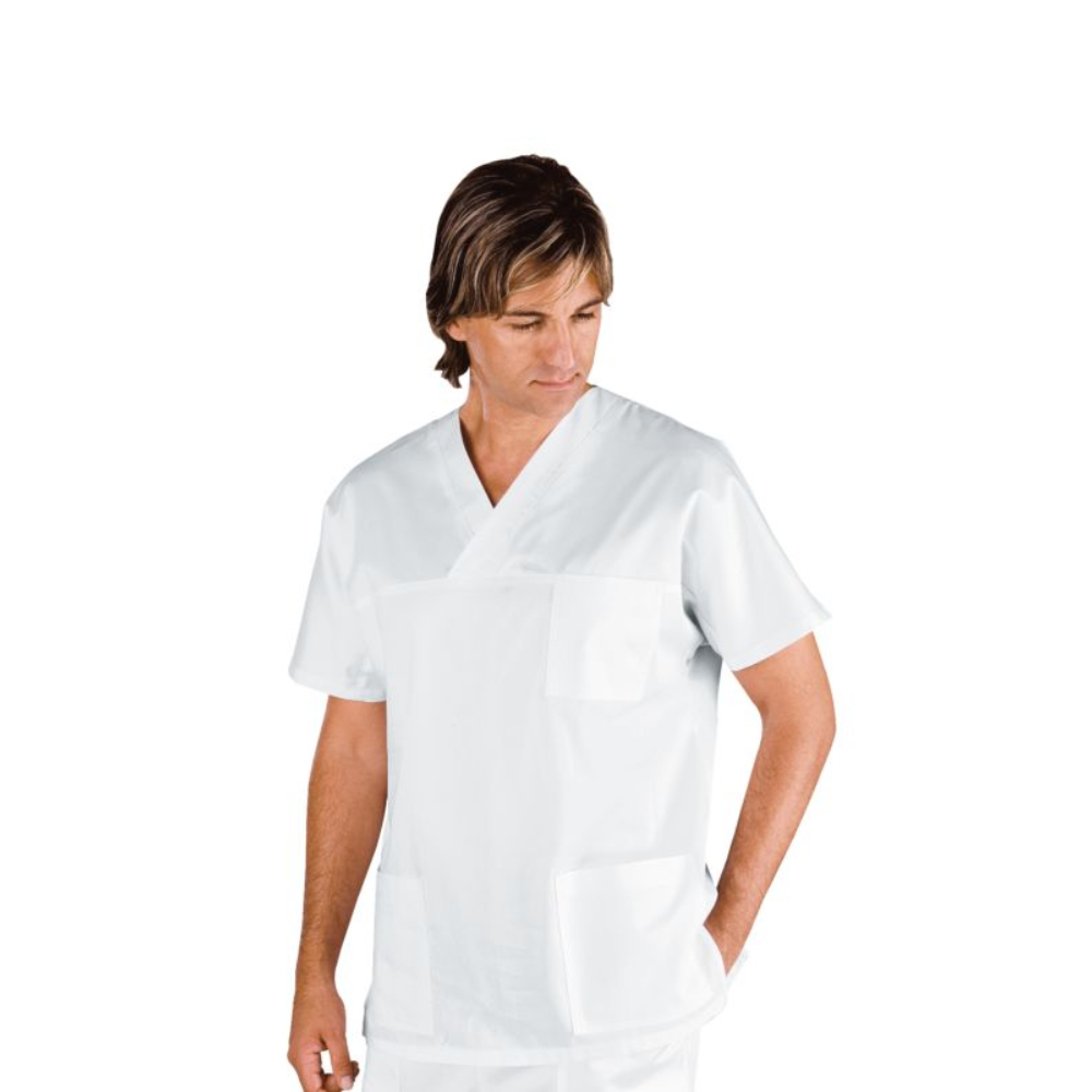 Casacca Collo a V Unisex Bianco