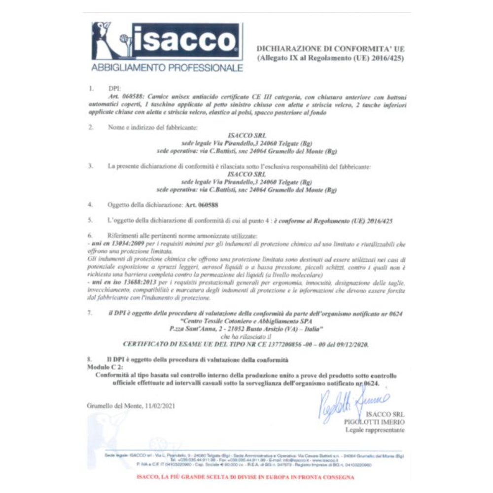 Camice Antiacido Certificato CE - immagine 3