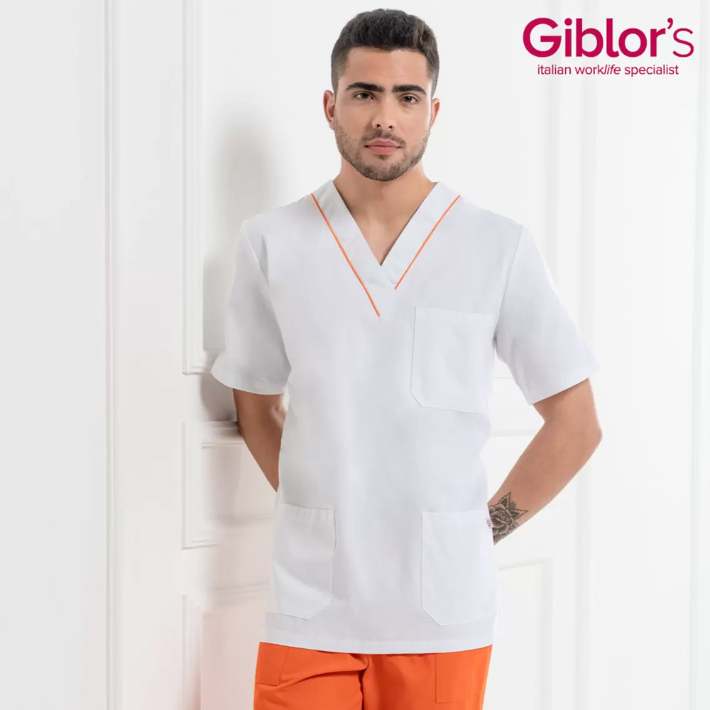 Casacca Gary bianca con profilo colorato