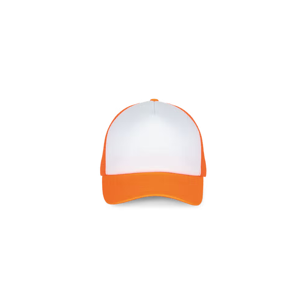 Cappello Trucker 100% Poliestere Bianco Arancione